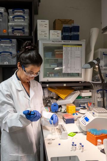 Elisabete Pires working in a lab